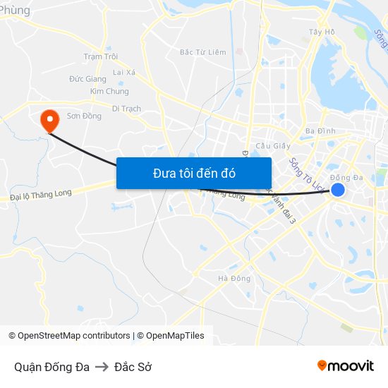 Quận Đống Đa to Đắc Sở map