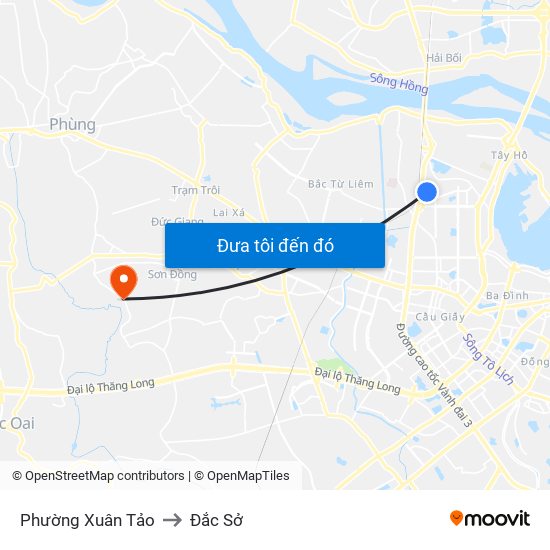 Phường Xuân Tảo to Đắc Sở map