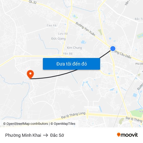 Phường Minh Khai to Đắc Sở map