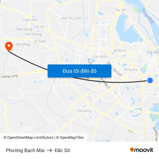 Phường Bạch Mai to Đắc Sở map