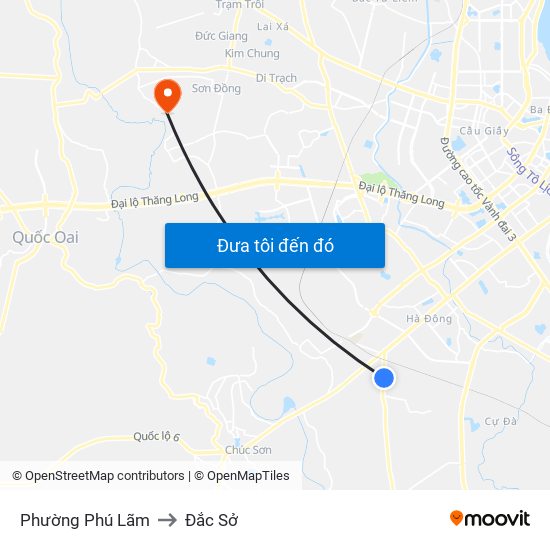 Phường Phú Lãm to Đắc Sở map