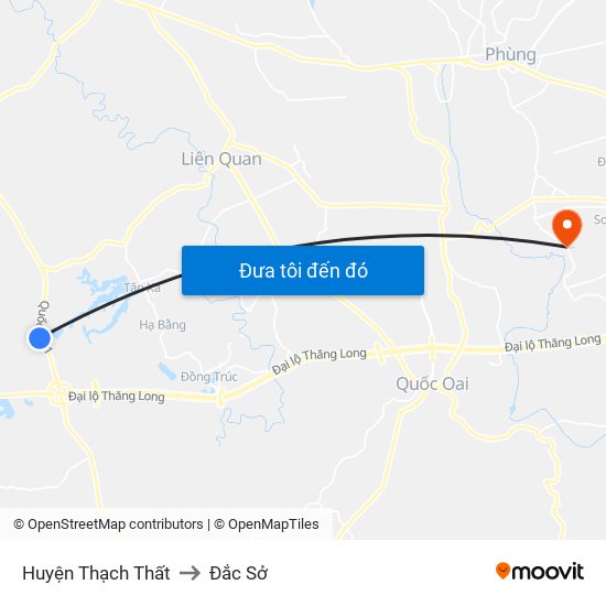 Huyện Thạch Thất to Đắc Sở map