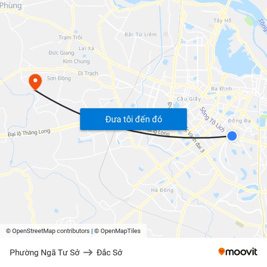 Phường Ngã Tư Sở to Đắc Sở map