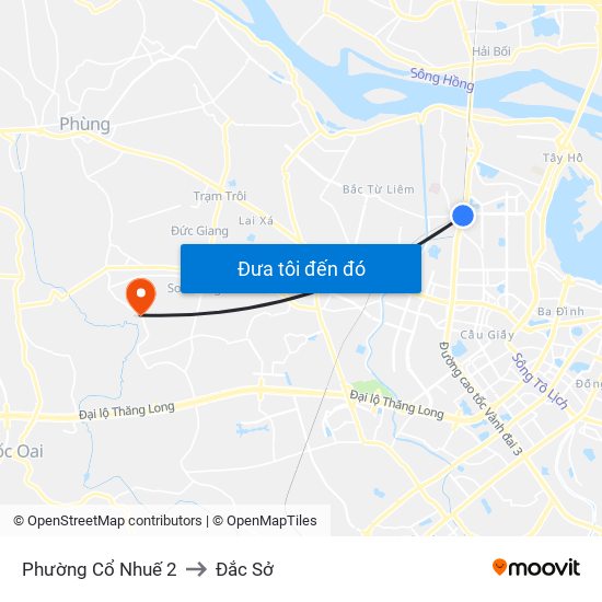 Phường Cổ Nhuế 2 to Đắc Sở map