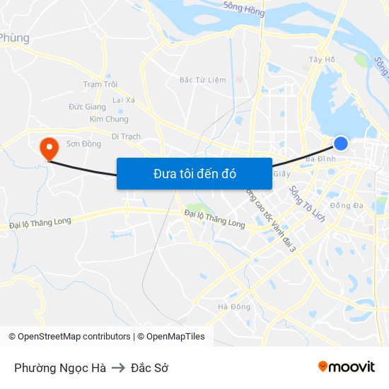 Phường Ngọc Hà to Đắc Sở map