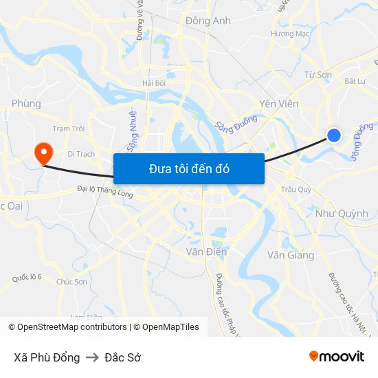 Xã Phù Đổng to Đắc Sở map