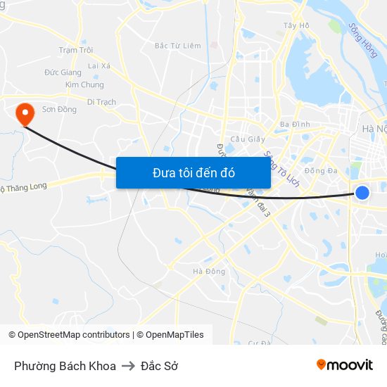 Phường Bách Khoa to Đắc Sở map