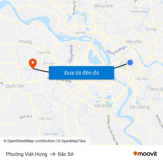 Phường Việt Hưng to Đắc Sở map