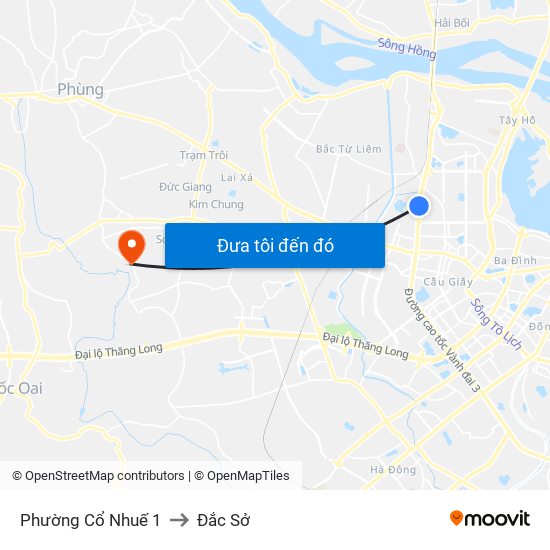 Phường Cổ Nhuế 1 to Đắc Sở map