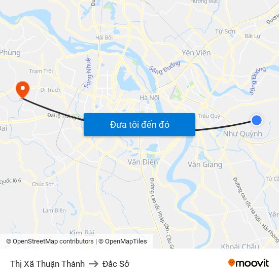 Thị Xã Thuận Thành to Đắc Sở map