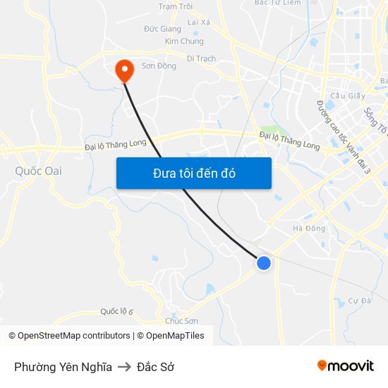 Phường Yên Nghĩa to Đắc Sở map