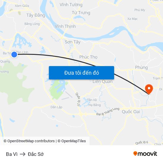 Ba Vì to Đắc Sở map