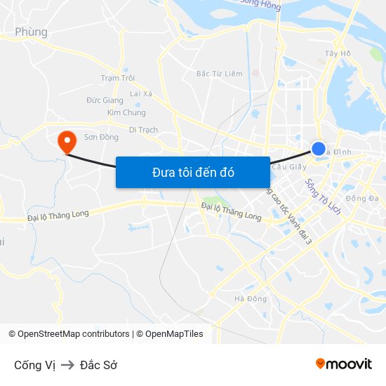 Cống Vị to Đắc Sở map