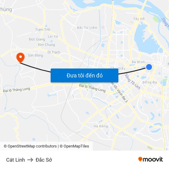 Cát Linh to Đắc Sở map