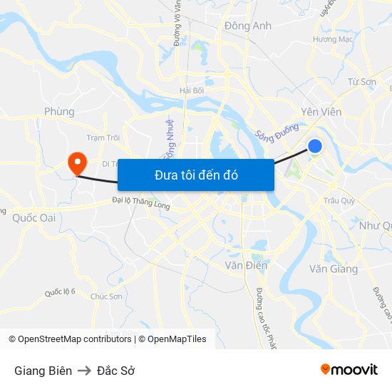 Giang Biên to Đắc Sở map