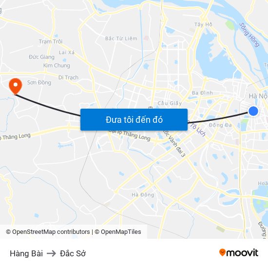 Hàng Bài to Đắc Sở map