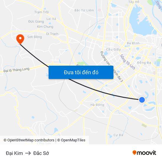 Đại Kim to Đắc Sở map