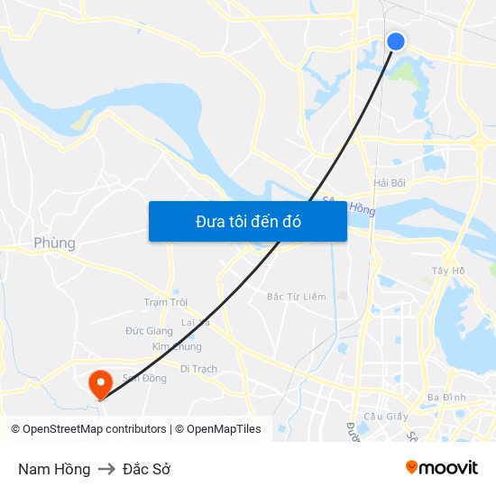 Nam Hồng to Đắc Sở map