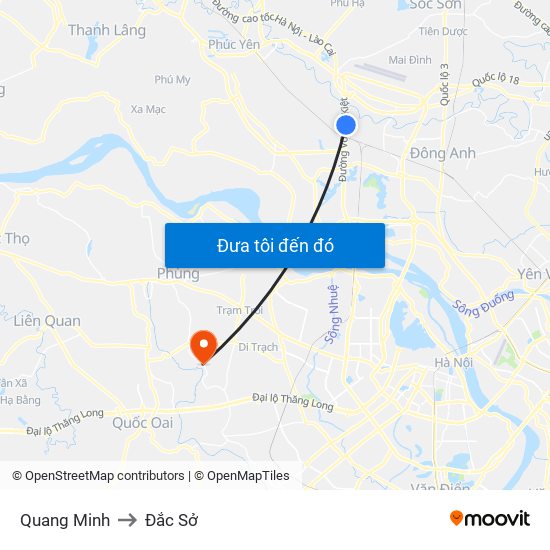 Quang Minh to Đắc Sở map