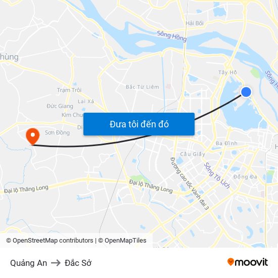 Quảng An to Đắc Sở map