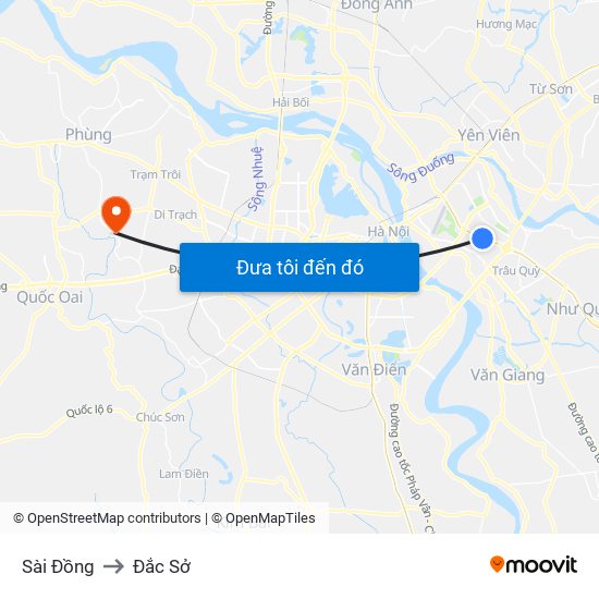 Sài Đồng to Đắc Sở map