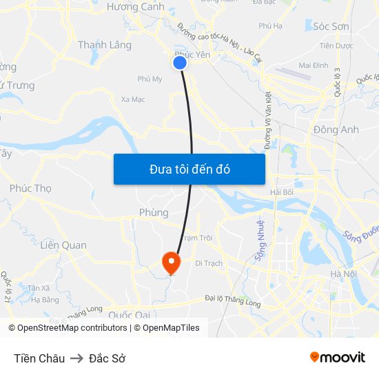 Tiền Châu to Đắc Sở map