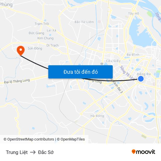 Trung Liệt to Đắc Sở map