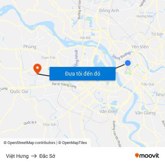 Việt Hưng to Đắc Sở map