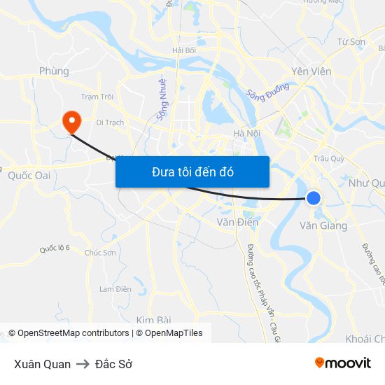 Xuân Quan to Đắc Sở map