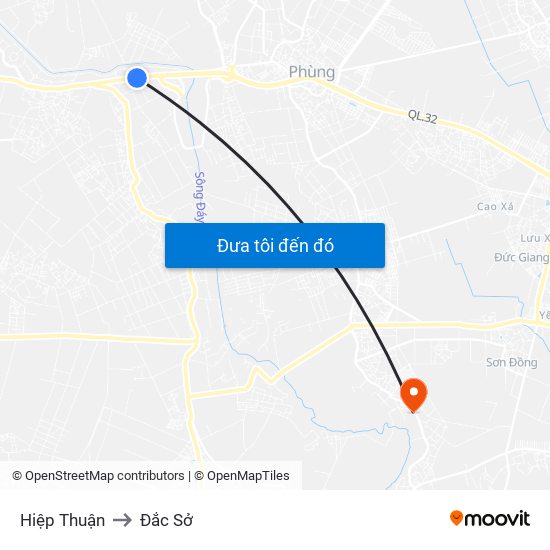 Hiệp Thuận to Đắc Sở map