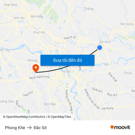 Phong Khê to Đắc Sở map