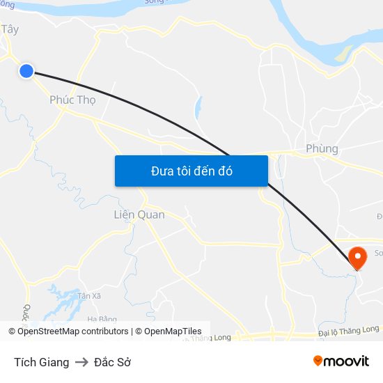 Tích Giang to Đắc Sở map