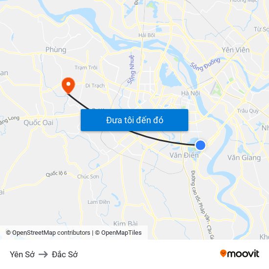 Yên Sở to Đắc Sở map