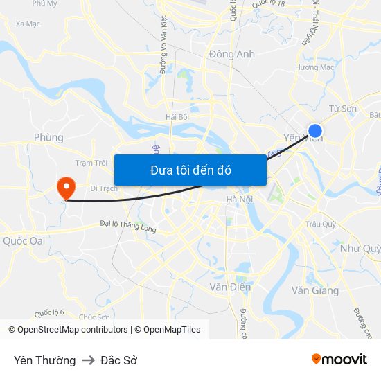 Yên Thường to Đắc Sở map