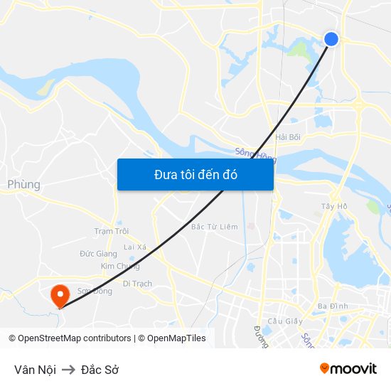 Vân Nội to Đắc Sở map