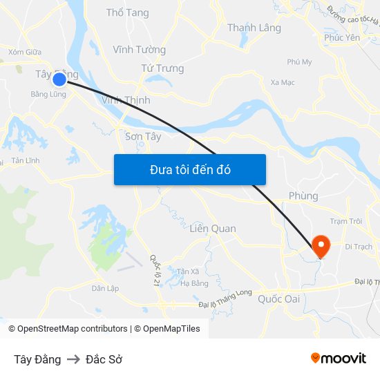 Tây Đằng to Đắc Sở map