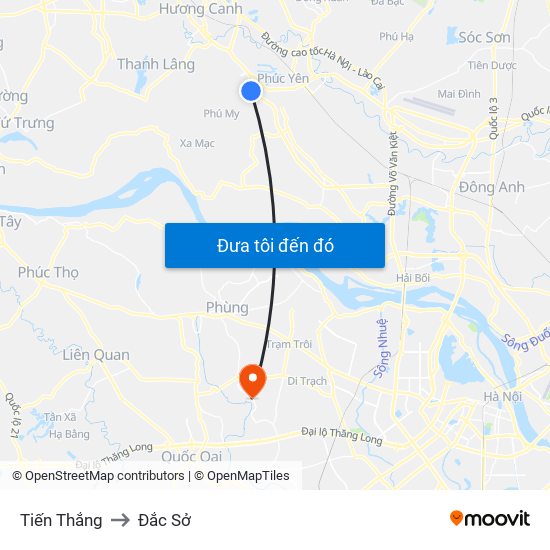 Tiến Thắng to Đắc Sở map