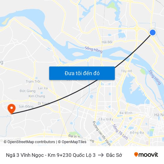 Ngã 3 Vĩnh Ngọc - Km 9+230 Quốc Lộ 3 to Đắc Sở map