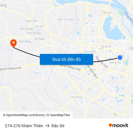 274-276 Khâm Thiên to Đắc Sở map