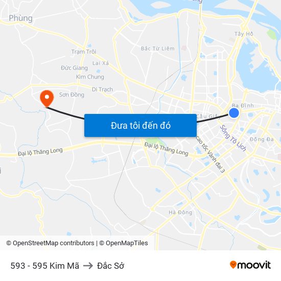 593 - 595 Kim Mã to Đắc Sở map