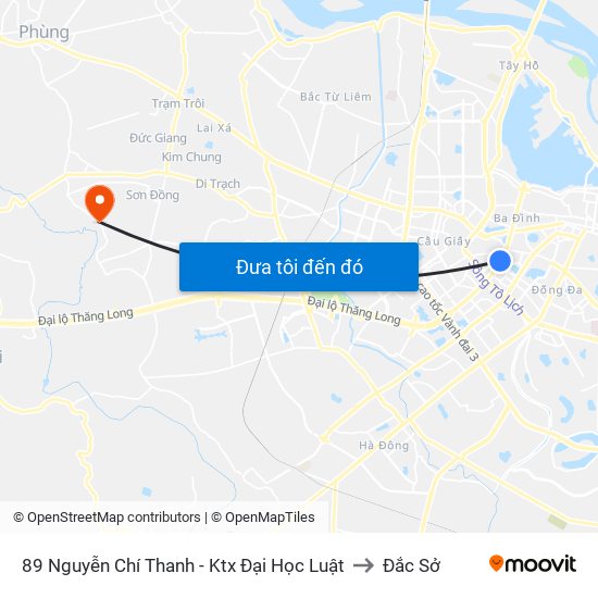 89 Nguyễn Chí Thanh - Ktx Đại Học Luật to Đắc Sở map