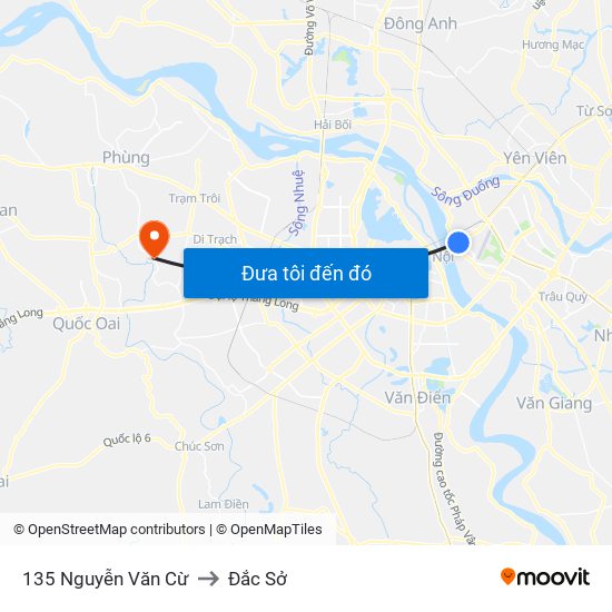 135 Nguyễn Văn Cừ to Đắc Sở map