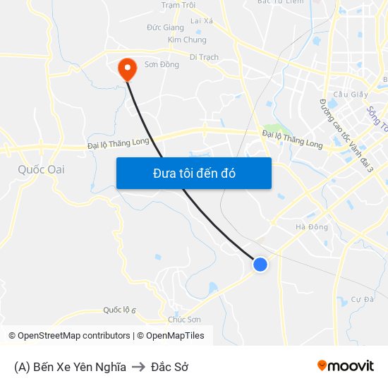 (A) Bến Xe Yên Nghĩa to Đắc Sở map