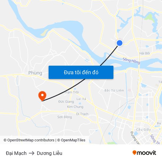 Đại Mạch to Dương Liễu map