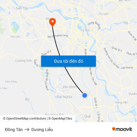 Đồng Tân to Dương Liễu map