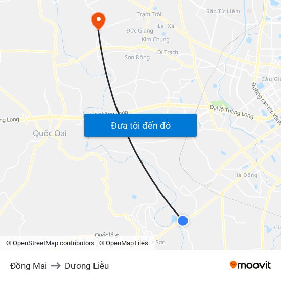 Đồng Mai to Dương Liễu map