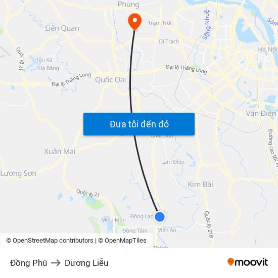 Đồng Phú to Dương Liễu map