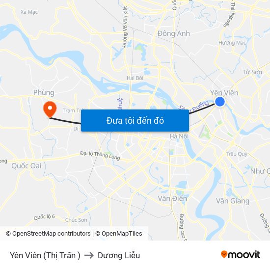 Yên Viên (Thị Trấn ) to Dương Liễu map