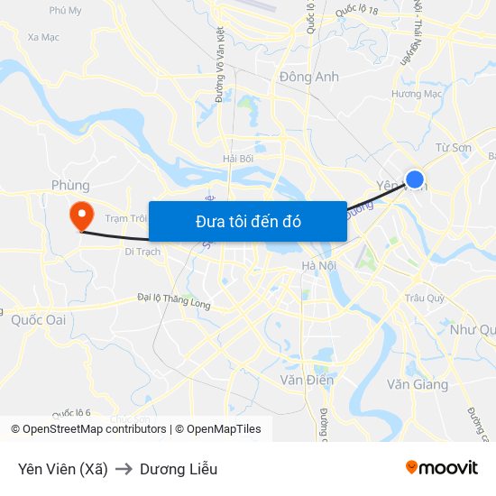 Yên Viên (Xã) to Dương Liễu map