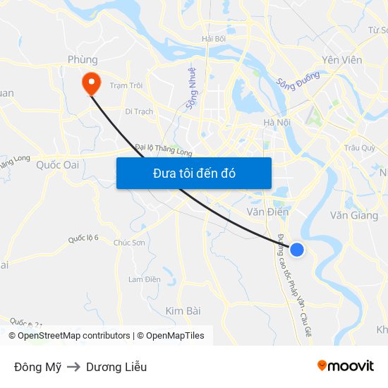 Đông Mỹ to Dương Liễu map